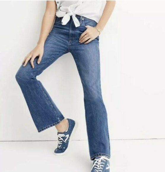 Madewell Denim - Madewell Women’s High-rise Rigid Flare Distressed Ripped Jeans 25